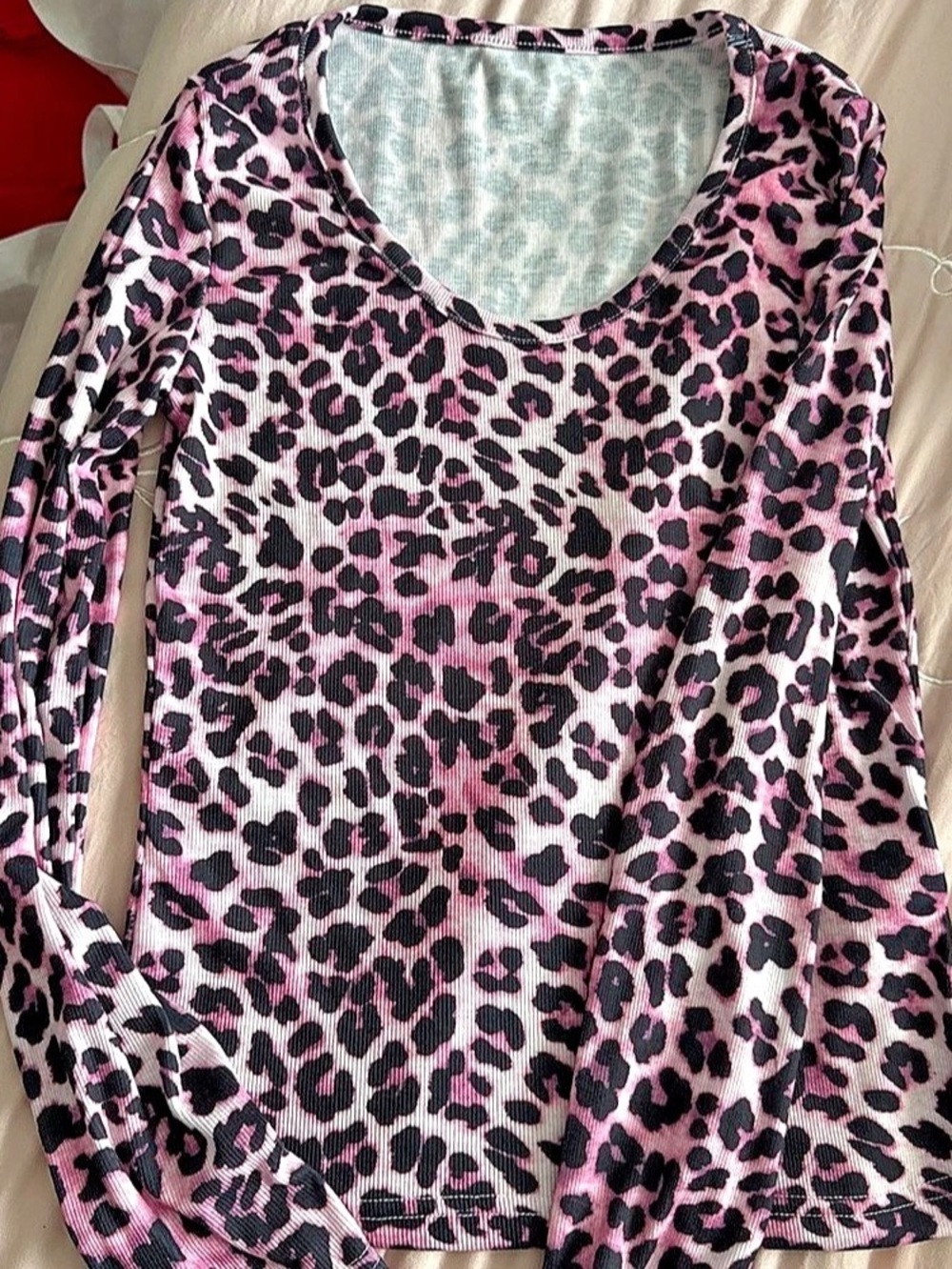 Dazy Pink Black Animal Print Long Sleeve Size Medium NWT